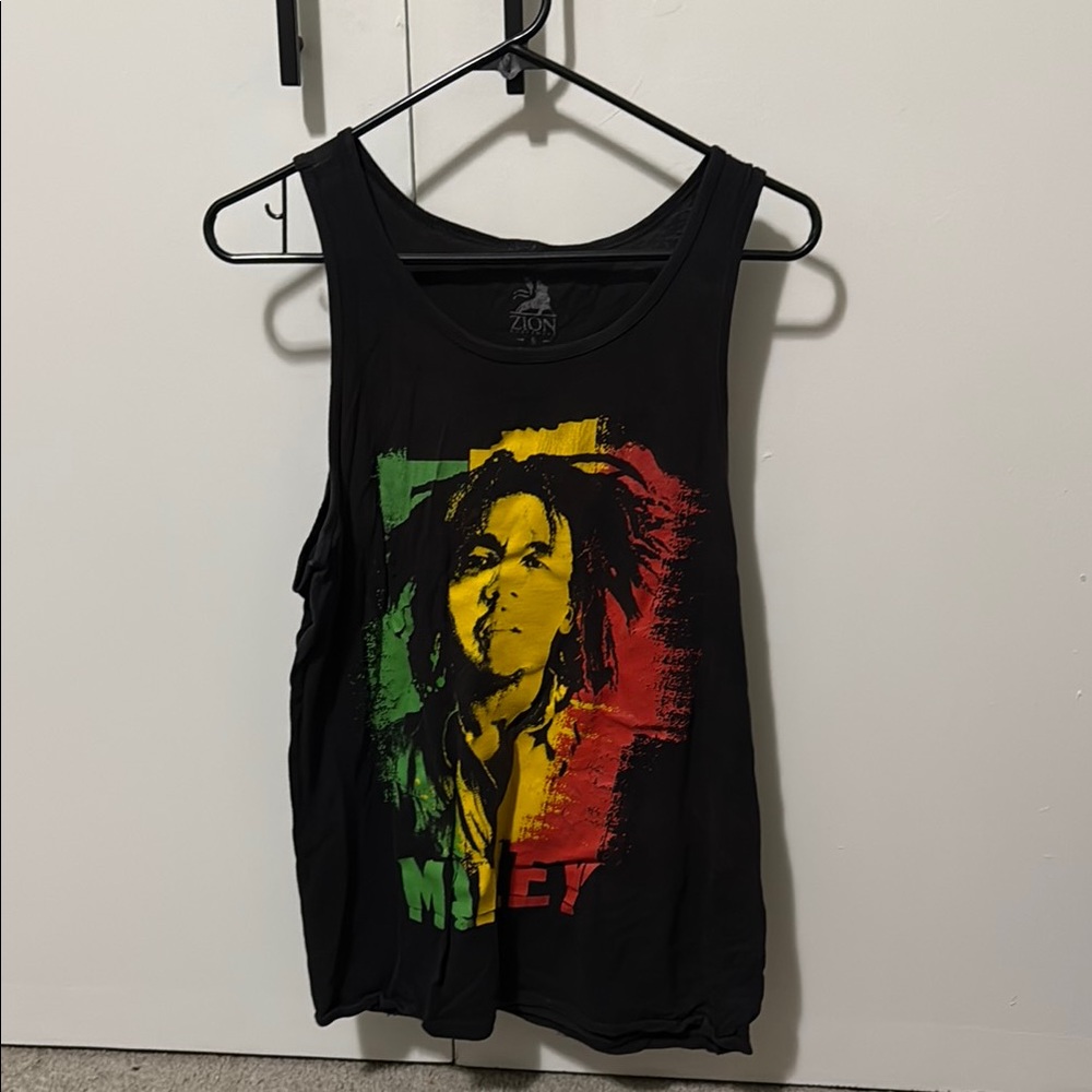 Black Bob Marley Graphic Tank Top